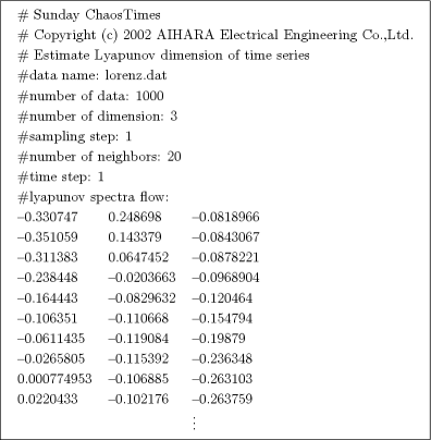 \begin{figure}
\begin{center}
\fbox{
\begin{tabular}{lll}
\multicolumn{3}{l}{\ch...
...& --0.102176 & --0.263759 \\
& & \vdots
\end{tabular}}\end{center}\end{figure}