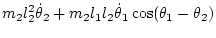 $\displaystyle m_2 l_2^2 \dot\theta_2
+ m_2 l_1l_2\dot\theta_1\cos(\theta_1-\theta_2)$